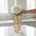 SOGA 29.8cm Golden Amber Glass Crystal Vase Elegant Modern Home Décor