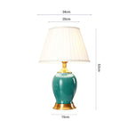 SOGA 2X Ceramic Oval Table Lamp with Gold Metal Base Desk Lamp Green