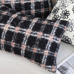 SOGA 2X 35cm Modern Plaid Pattern Blush Pink Gray Decorative Throw Pillow