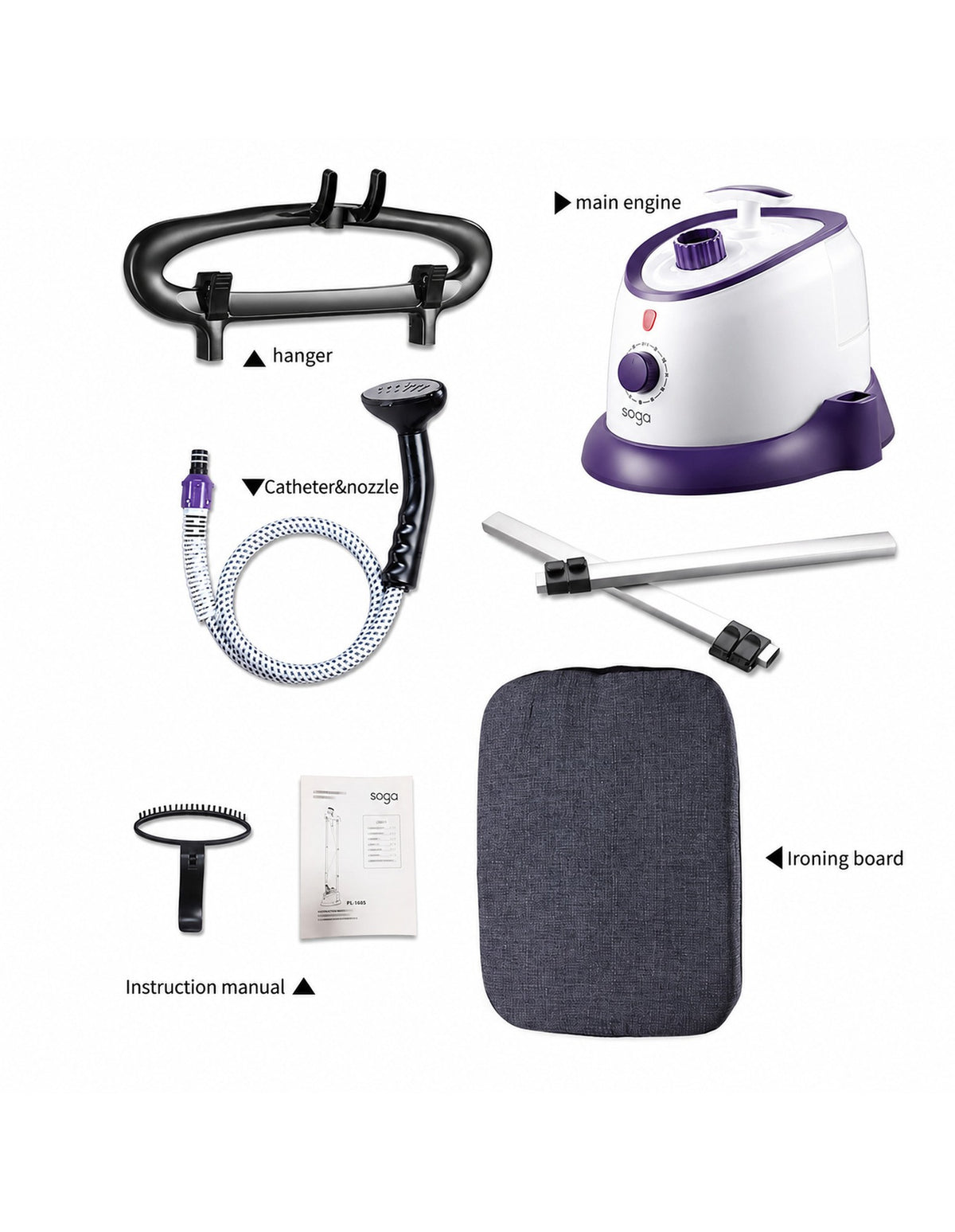 SOGA 2X Garment Steamer Vertical Twin Pole Clothes 1700ml 1800w Professional