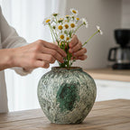 SOGA 21x22cm Green Small Ceramic Flower Vase Elegant Living Room Home Decor