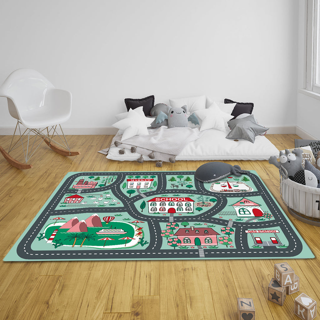 SOGA 2X 120cm Kids Rug Street Map Play Mat Educational Baby Theme Park Area Rugs
