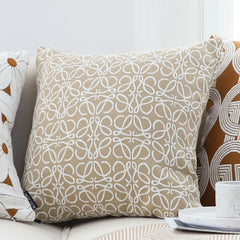 SOGA 50cm Throw Pillow White and Beige Geometric Pattern Accent for Home Decor