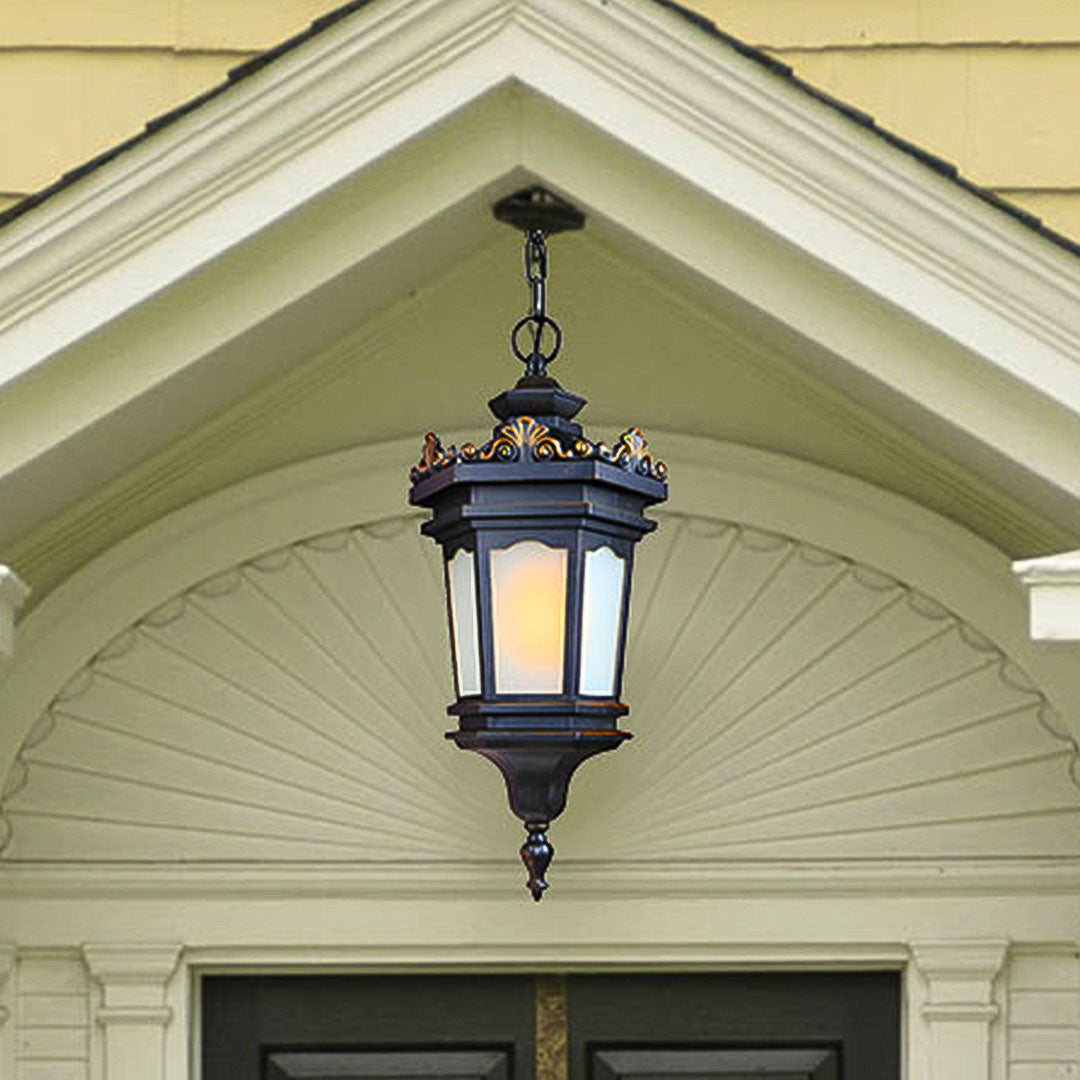 Vintage Lamp 2X 54.5cm Elegant Aluminum & Glass Lantern Chandelier Classic Hanging Light Fixture Antique Style