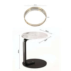 SOGA Home & Living Bundle – White Marble Mini Side Table & Gold Round Mirror Tray Organizer $ 0