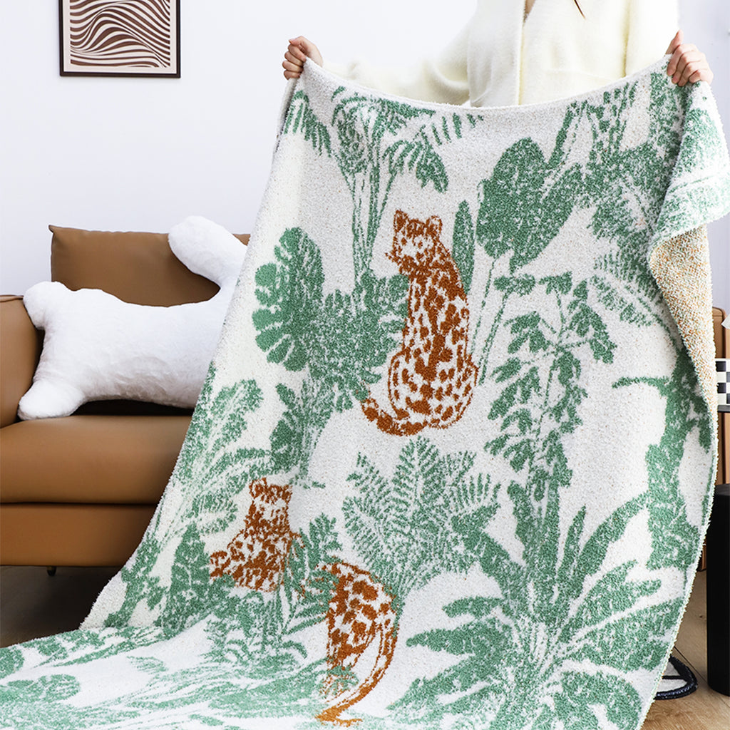 SOGA Tropical Leaf Print Throw Blanket 130x180cm Soft Polyester
