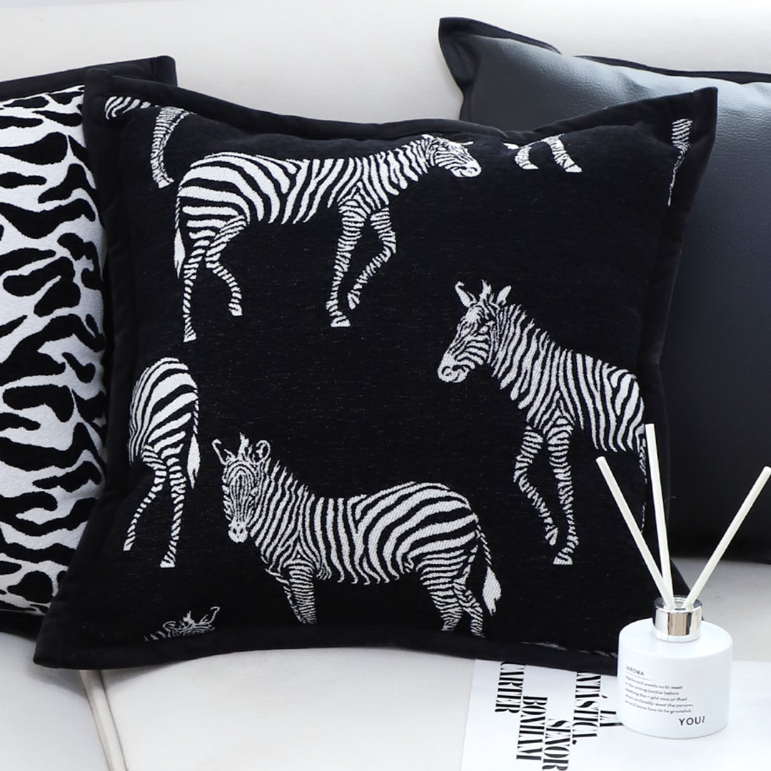 SOGA 50cm Throw Pillow  Black Light Luxury Zebra Square Pillow for Home Decor