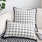 SOGA 2X 50cm Moroccan Black Cross Pattern Black Trim Decorative Throw Pillow
