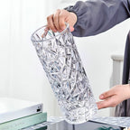 SOGA 30cm Sleek Clear Glass Vase Elegant Wide Crystal Design for Modern Home Décor