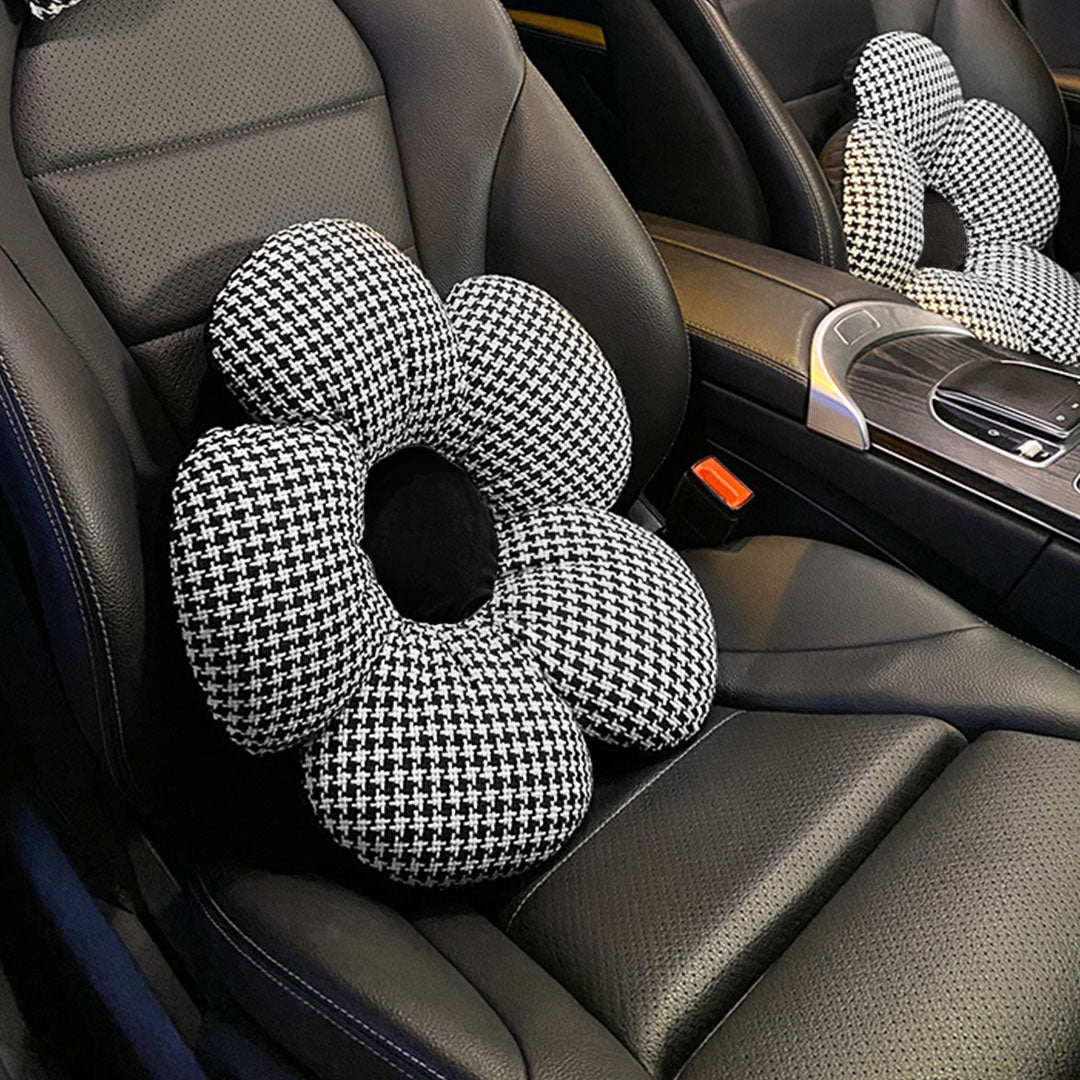 SOGA Black Flower Cushion Shaped for Floor and Sitting Throw Pillow