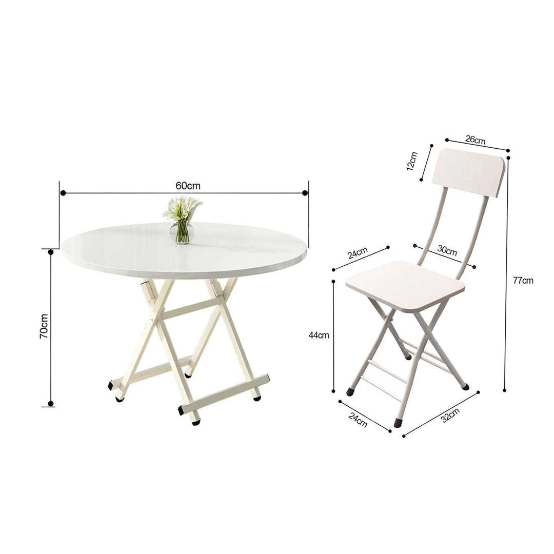 SOGA Home & Living Bundle – White Folding Dining Table & 2 Foldable Chairs for Home Decor $ 0