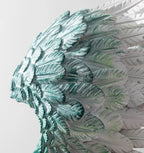 SOGA 86cm Silver Sculpture – Turquoise Winged Decor with Black Marble Base