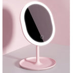 SOGA 2 Tier Pink Countertop Cosmetic Makeup Brush Lipstick Holder Organiser and 20cm Rechargeable LED Light Tabletop Mirror Set