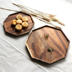 SOGA 2X 20cm Octagon Wooden Acacia Food Serving Tray Charcuterie Board Centerpiece  Home Decor