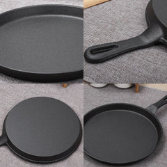 SOGA 2X 26cm Round Cast Iron Frying Pan Skillet Griddle Sizzle Platter