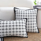 SOGA 35cm Moroccan Black Cross Pattern Black Trim Decorative Throw Pillow
