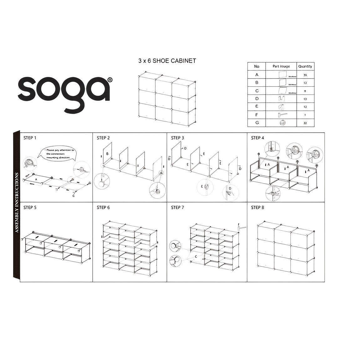 SOGA 5 Tier 3 Column White Shoe Rack Organizer Sneaker Footwear Storage Stackable Stand Cabinet Portable Wardrobe with Cover