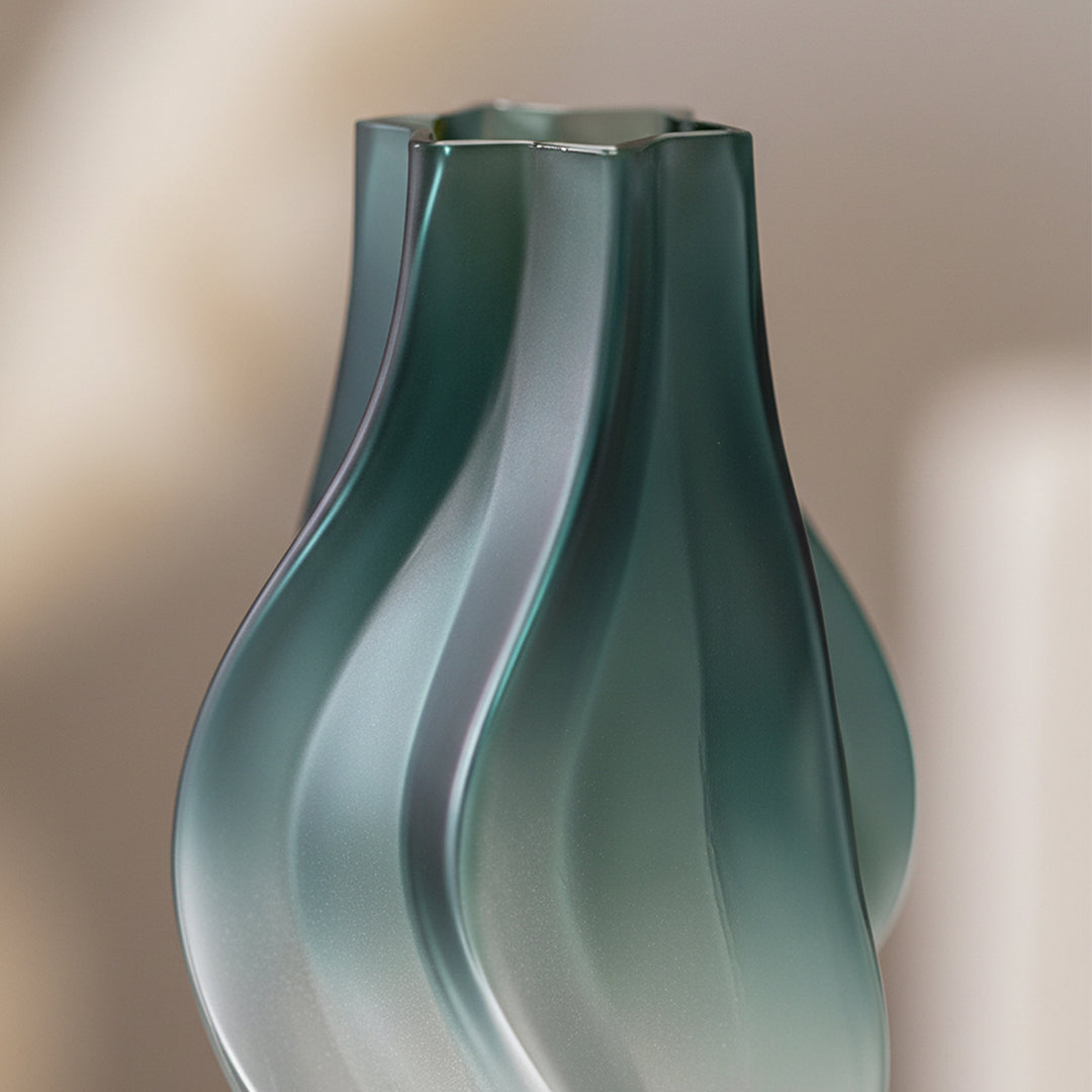 SOGA 27cm Glass Vase Blue with Beautiful glass Bubble Texture Art Vases