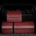SOGA Leather Car Boot Collapsible Foldable Trunk Cargo Organizer Portable Storage Box Red Small