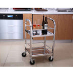 SOGA 2X 2 Tier 500x500x950 Stainless Steel Square Tube Drink Wine Food Utility Cart