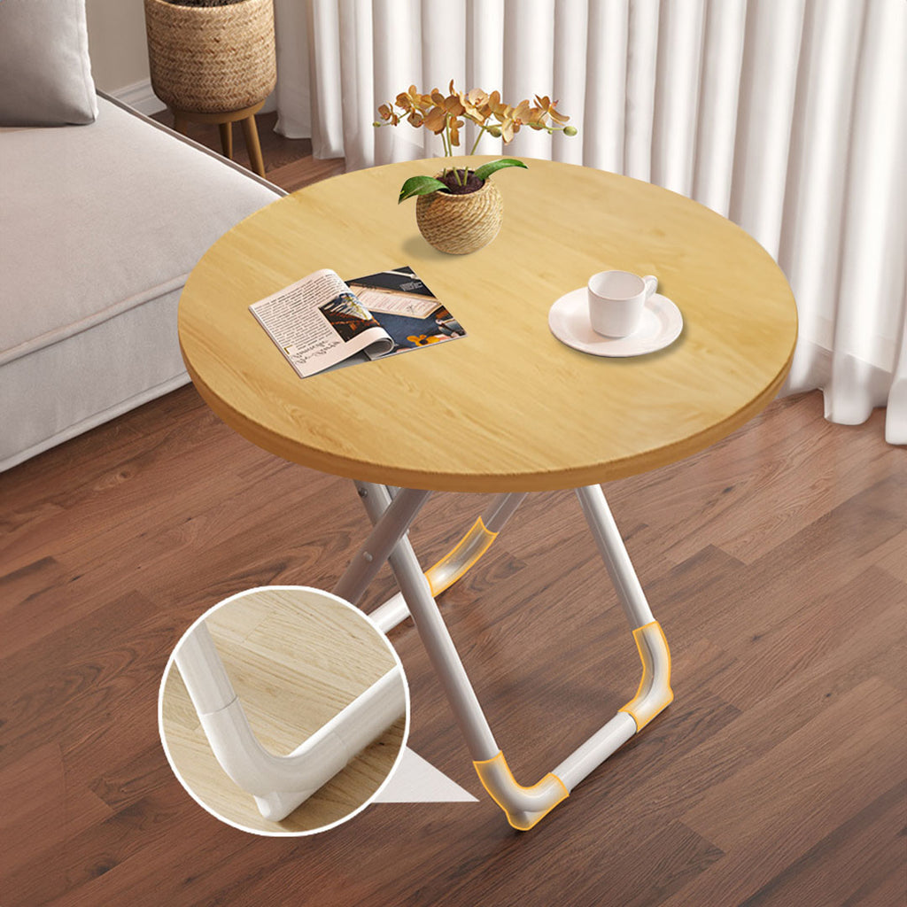 SOGA 80cm Wood Color Round Table with White Legs Modern Design for Home Decor