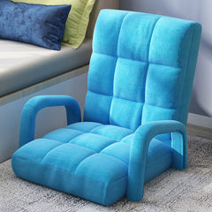 SOGA 4X Foldable Lounge Cushion Adjustable Floor Lazy Recliner Chair with Armrest Blue