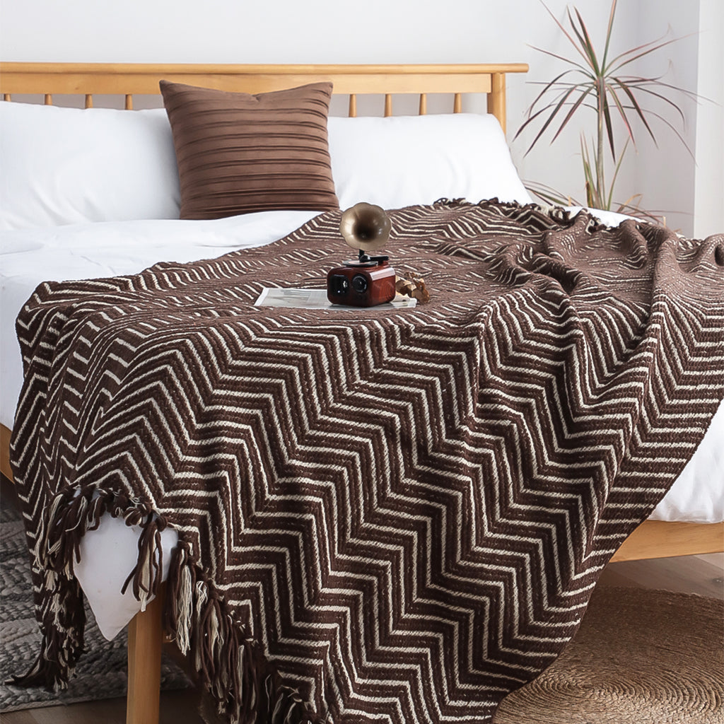 SOGA Chocolate Brown Throw Blanket 130x170cm Soft Polyester