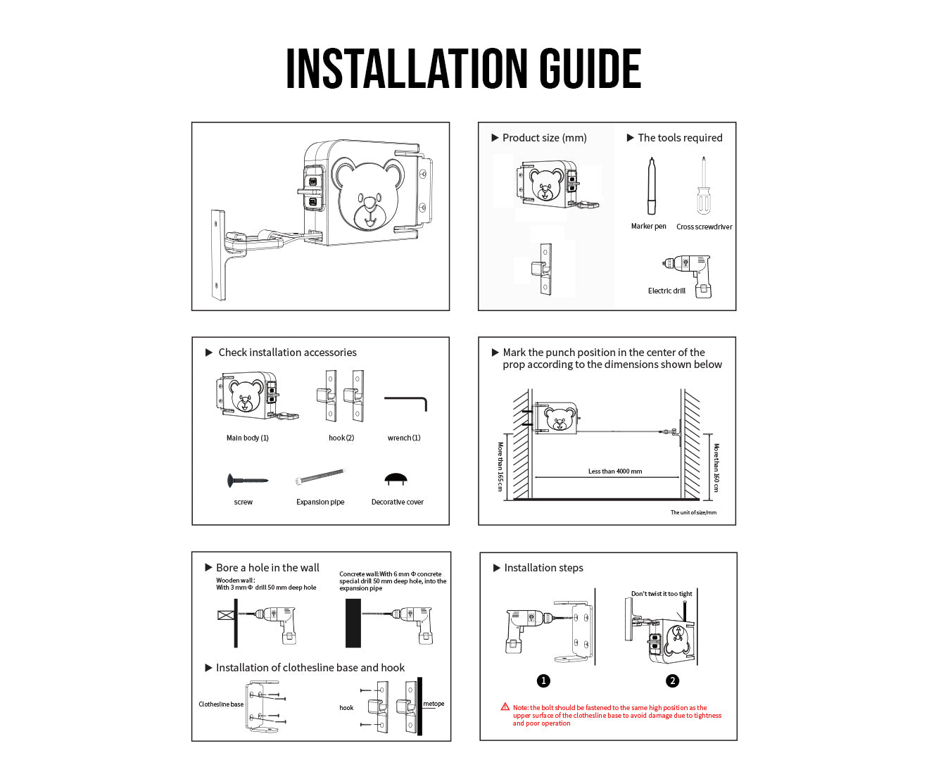 SOGA 160mm Suction-Mounted Retractable Clothes Drying Rack - White