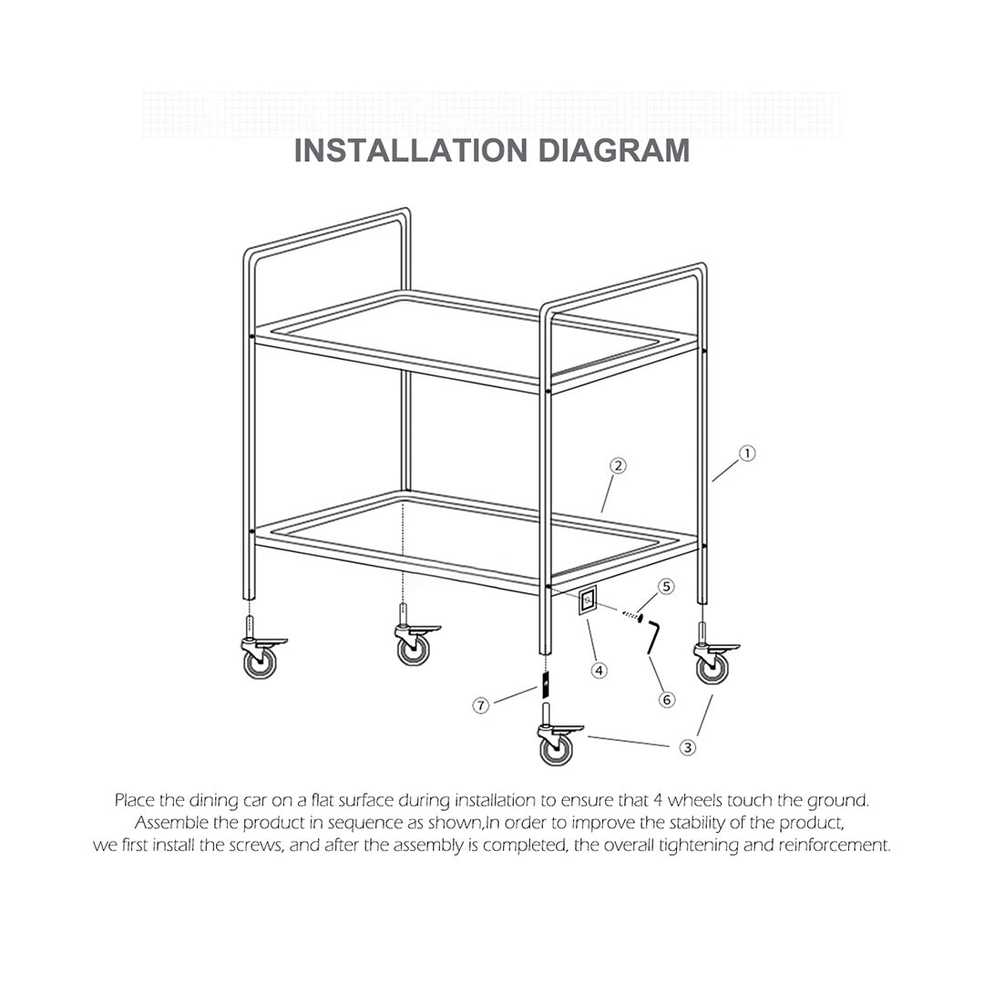 SOGA 2X 4 Tier 48x32x79cm Stainless Steel Kitchen Dinning Food Cart Trolley Utility Round