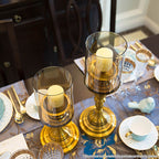 SOGA 42cm Gold Nordic Deluxe Candlestick Candle Holder Stand Pillar Glass /Iron