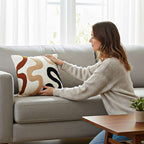 SOGA 2X 45cm Cream Black Geometric Squiggly Pattern Throw Pillow $ 129