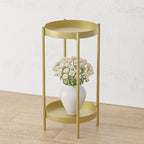 SOGA 2X 2 Layer 80cm Gold Metal Plant Stand Flower Pot Holder Corner Shelving Rack Indoor Display