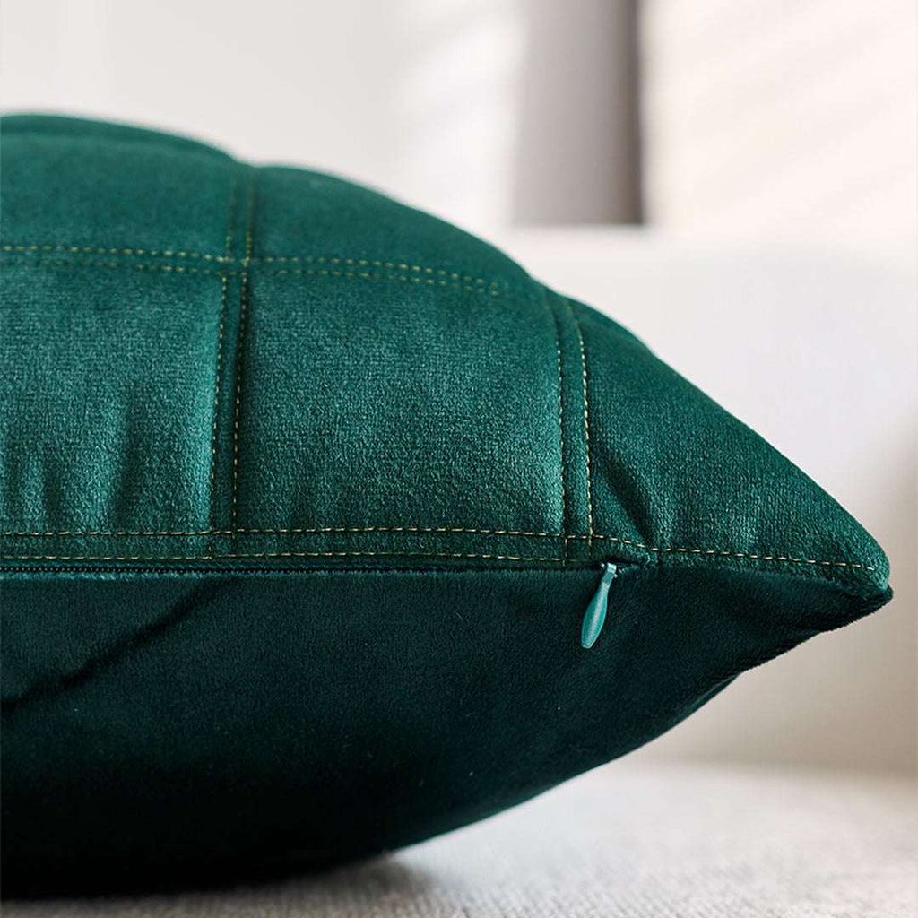 SOGA 2X 30cm Green Velvet Quilted Grid Pattern Decorative Throw Pillow $ 119