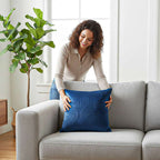 SOGA 50cm Blue Textured Geometric Pattern Decorative Throw Pillow $ 61