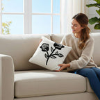 SOGA 2X 45cm White Black Rose Floral Embroidered Throw Pillow $ 129