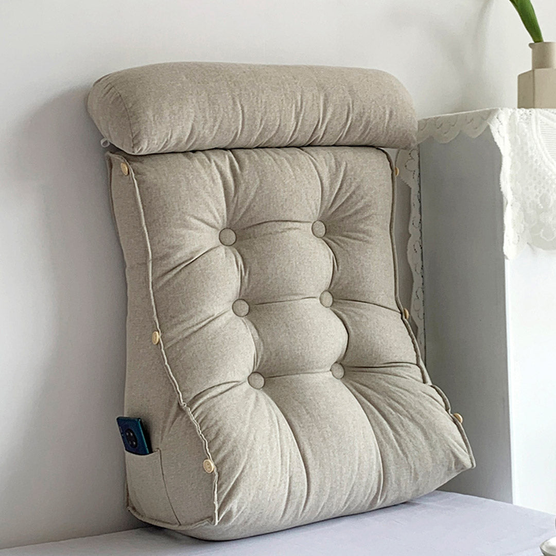 SOGA 45cm White Triangular Wedge Lumbar Pillow Headboard Backrest Sofa Bed Cushion Home Decor