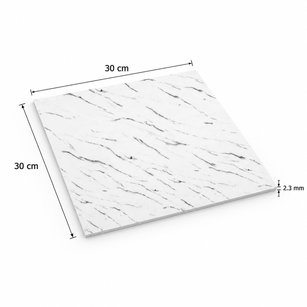 SOGA Peel & Stick Floor and Wall Tiles 30 x 30cm 10 Pack White Faux Marble