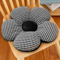SOGA Black Flower Cushion Shaped for Floor and Sitting Throw Pillow