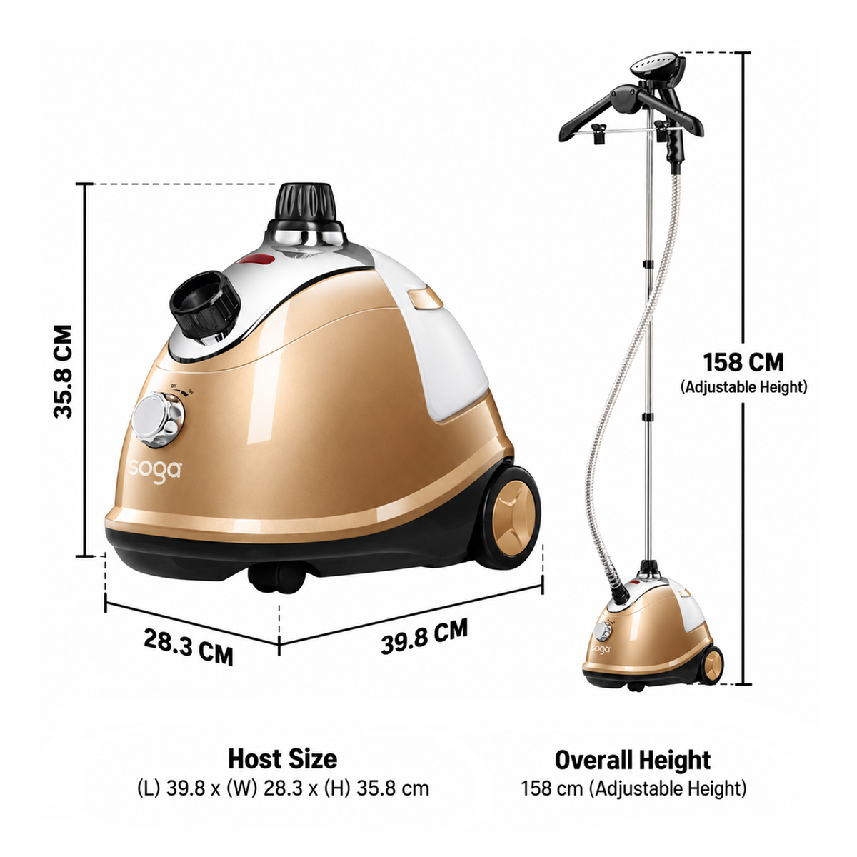 SOGA 2X Garment Steamer Portable Cleaner Steam Iron Gold