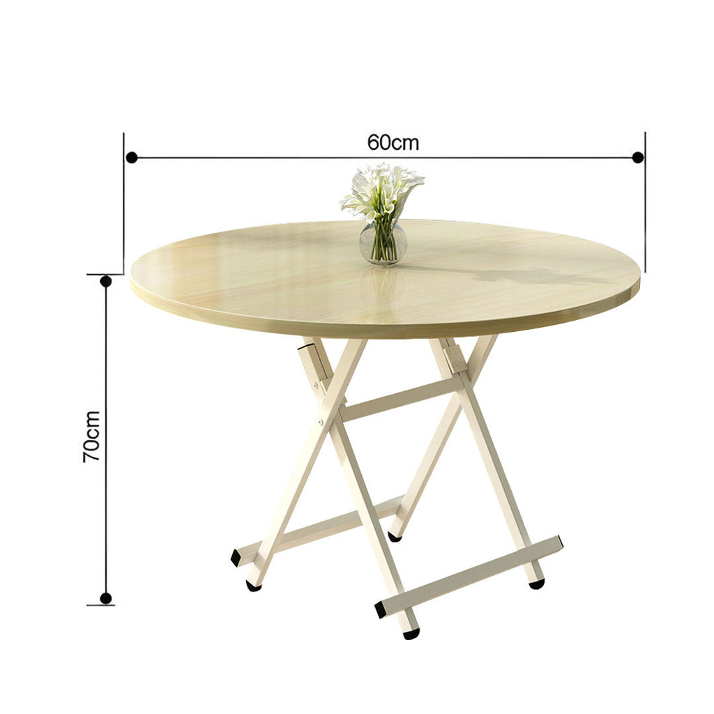 SOGA Maple Grain Dining Table Portable Round Surface Space Saving Folding Desk Home Decor