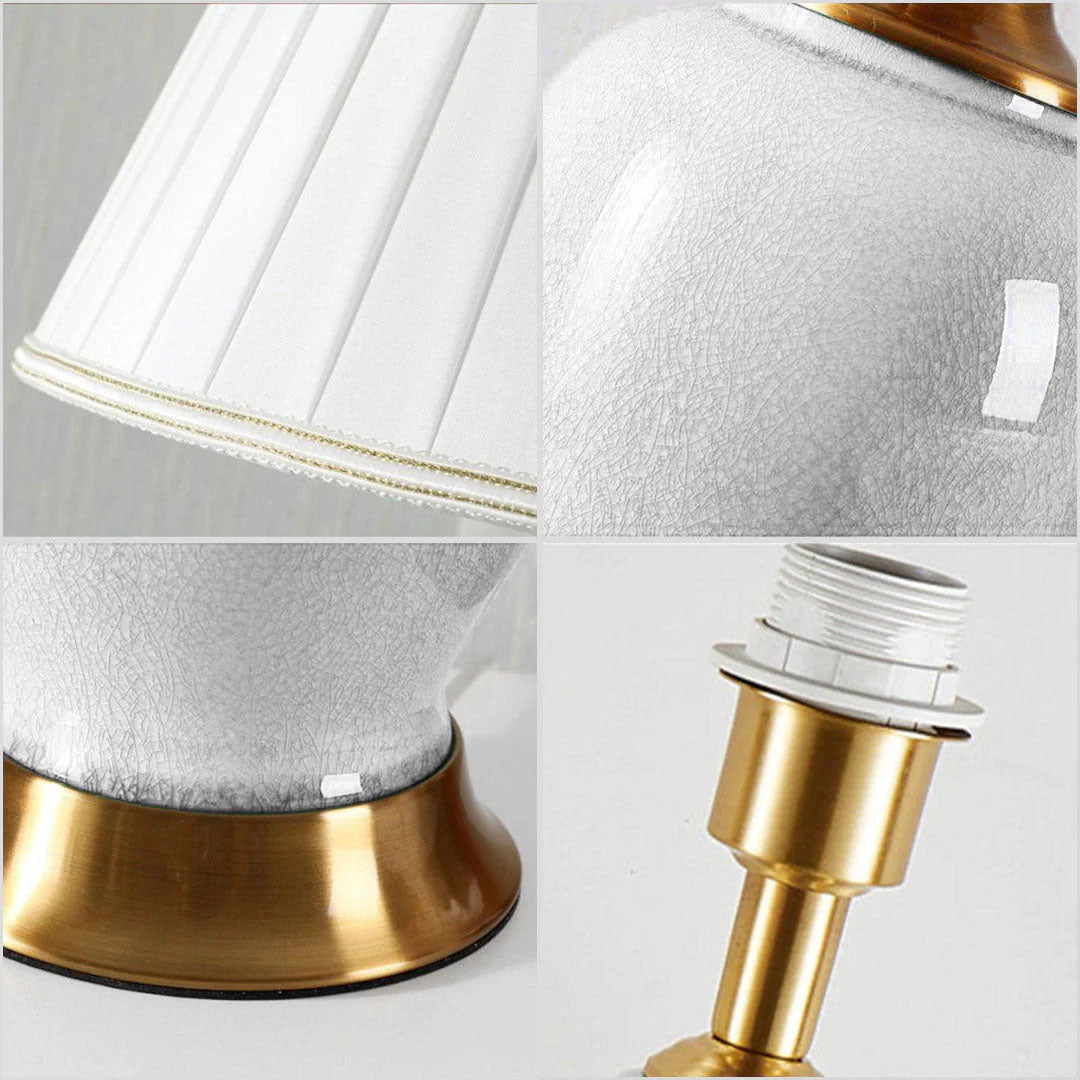 SOGA 2X Ceramic Oval Table Lamp with Gold Metal Base Desk Lamp White