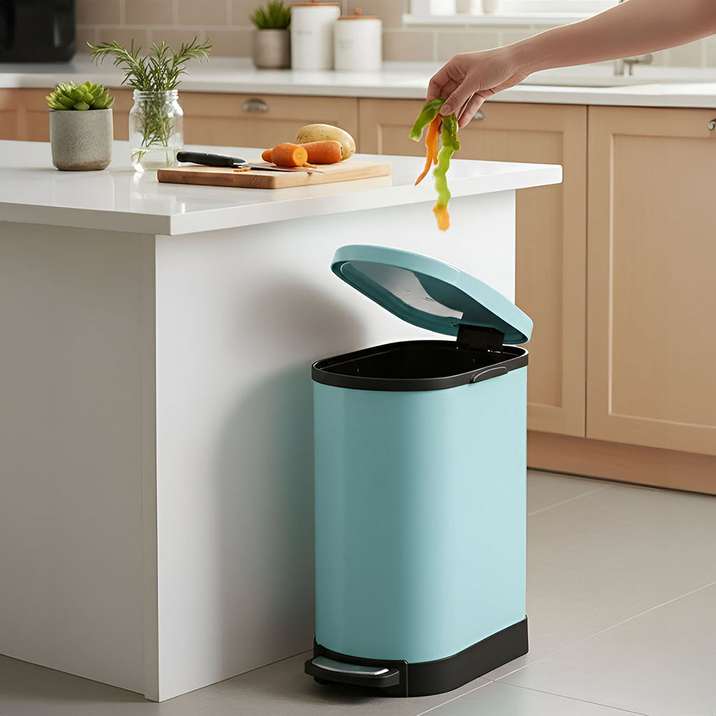SOGA 4X Foot Pedal Stainless Steel Rubbish Recycling Garbage Waste Trash Bin U Blue 10L