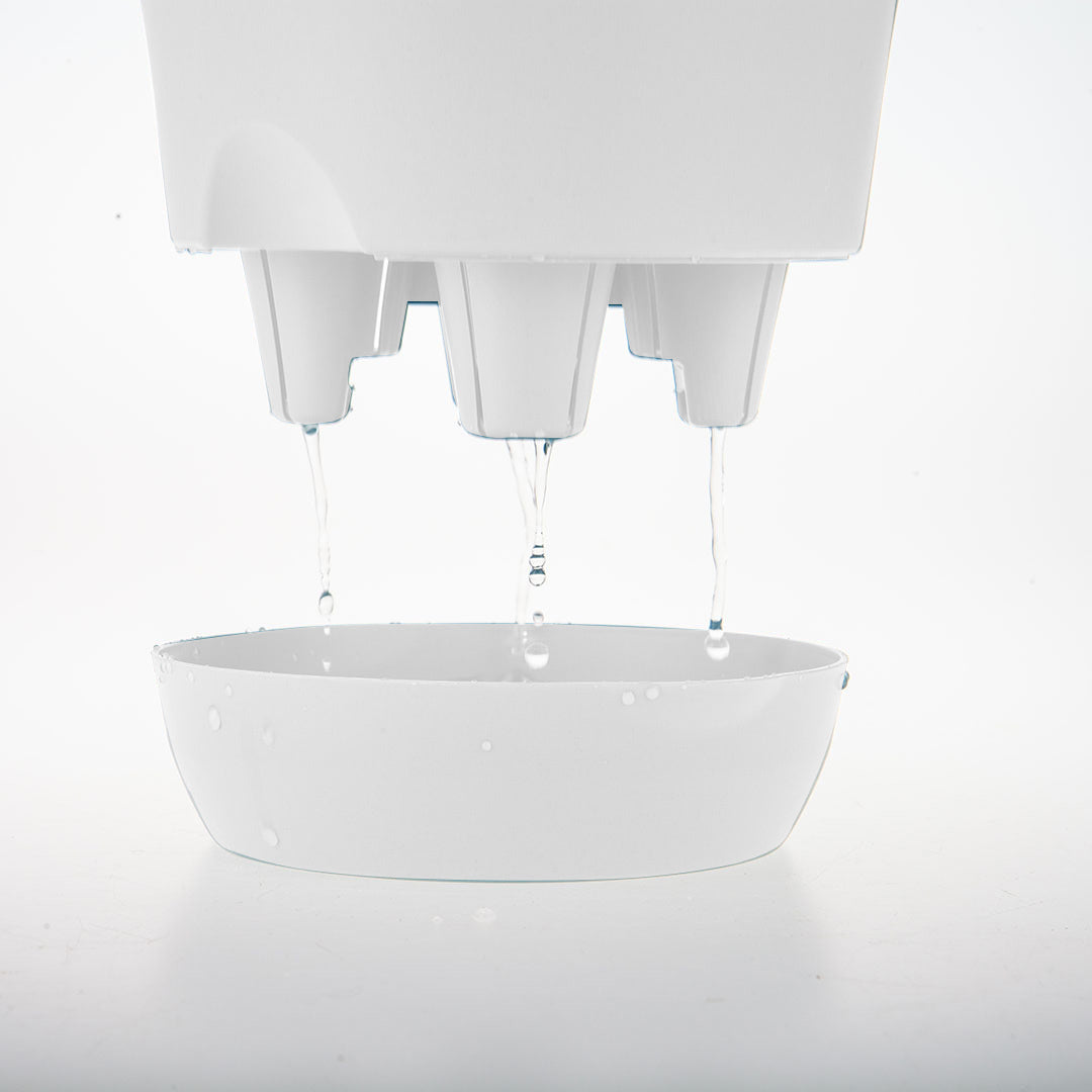 SOGA 19.5cm White Plastic Plant Pot Self Watering Planter Flower Bonsai Indoor Outdoor Garden Decor Set of 2