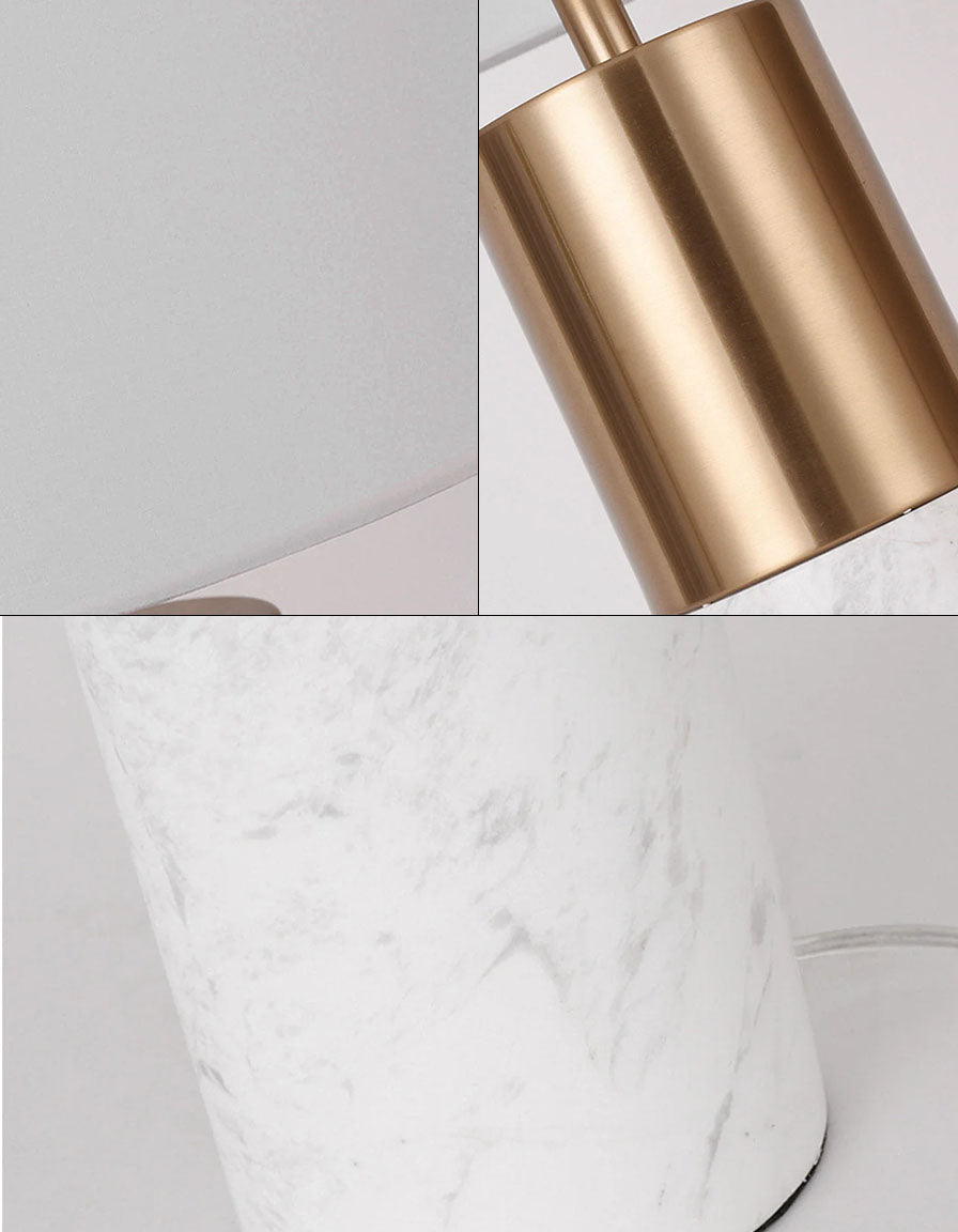 SOGA 60cm White Marble Bedside Modern Desk Table Lamp Living Room Shade with Cylinder Base