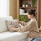 SOGA 2X 50cm Artistic Camel Brown White Geometric Pattern Throw Pillow $ 142