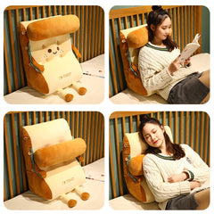 SOGA 2X Smiley Face Toast Bread Wedge Cushion Stuffed Plush Cartoon Back Support Pillow Home Decor