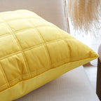 SOGA 50cm Yellow Quilted Grid Pattern Decorative Throw Pillow $ 61