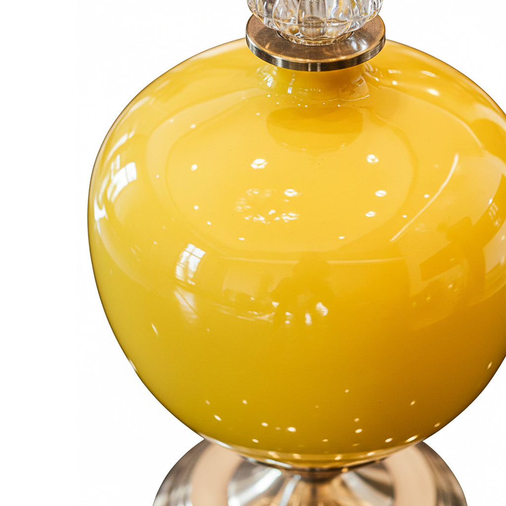 SOGA 2x 38cm Ceramic Oval Flower Vase with Gold Metal Base Yellow
