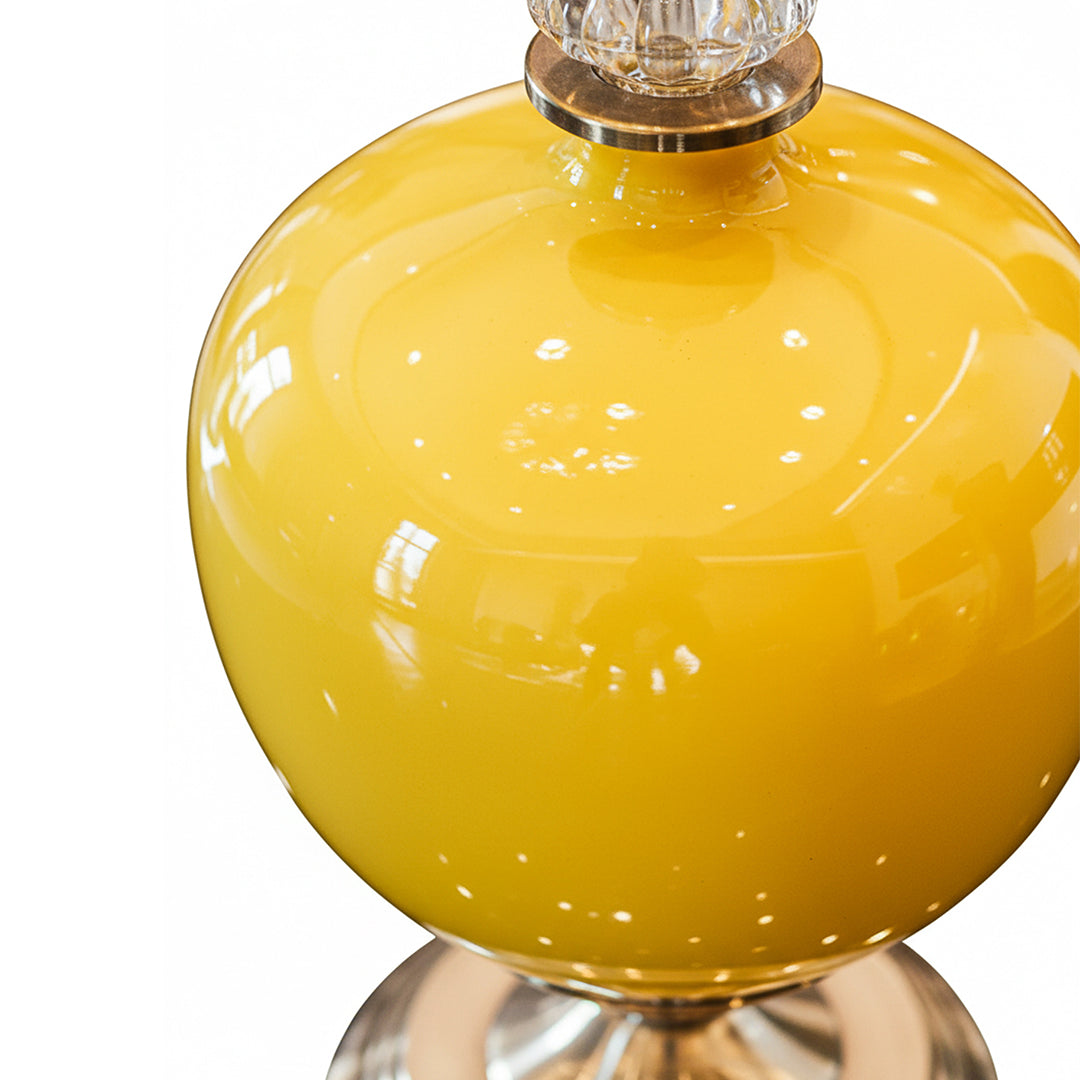SOGA 2x 38cm Ceramic Oval Flower Vase with Gold Metal Base Yellow