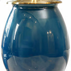 SOGA 2x 42cm Ceramic Oval Flower Vase with Gold Metal Base Dark Blue